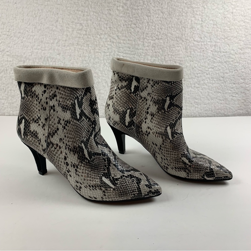 42 Gold Ojai Bootie Leather Snake Print Cuff Pull On Ankle Womens 6 NWOB 7323